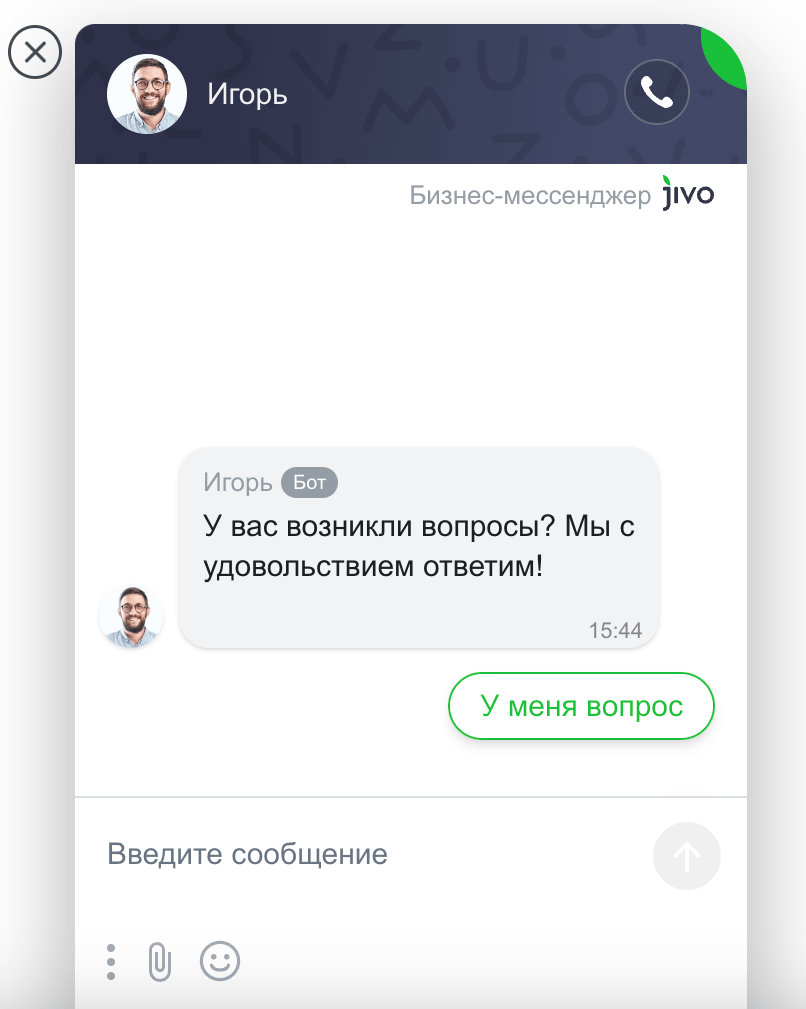 Интерфейс Jivo