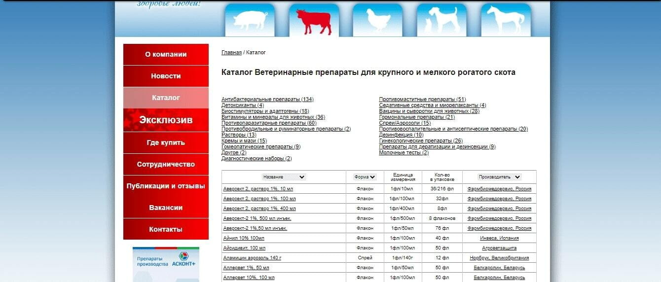 Каталог нового сайта