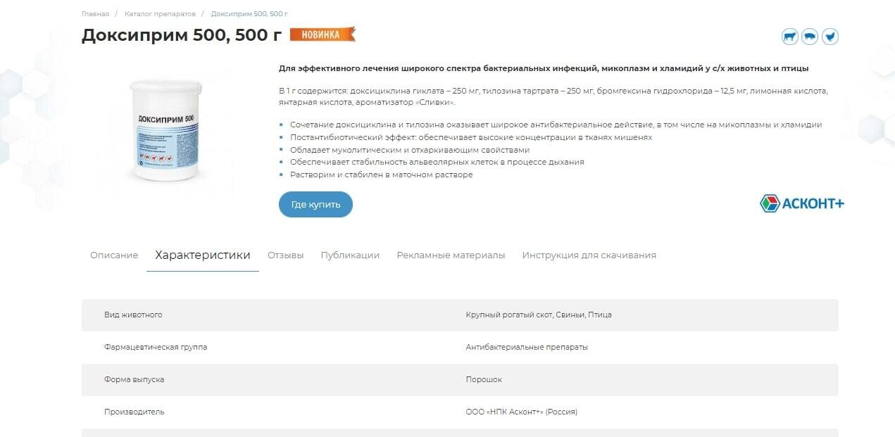 Карточка товара на сайте