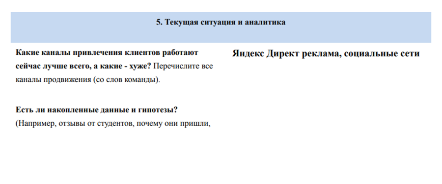 Фрагмент брифа